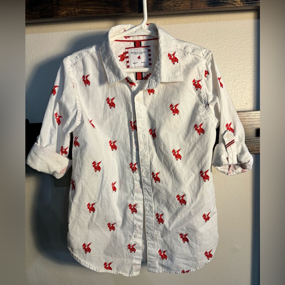 Denim and flowers Santa dancing‎ shirt